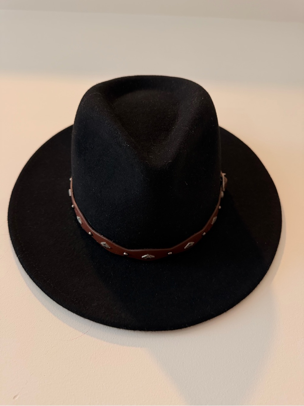 Black Felt Fedora with Brown Studded Band